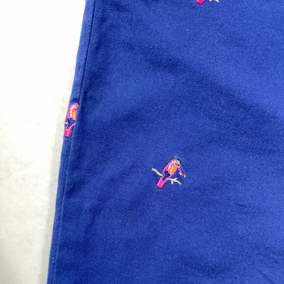 Sag Harbor Sport Casual Pant Woman's 18W Royal Blue w/ All-over Parrots Stretch - Picture 5 of 12
